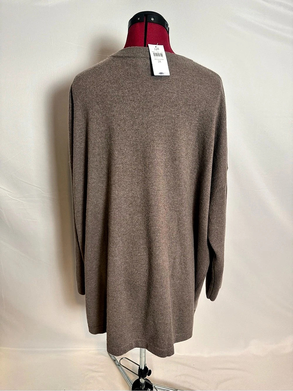 NWT J.Jill 100% Cashmere Crew Neck Sweater Women's Size 2X Mocha Heather Pockets - Picture 11 of 15